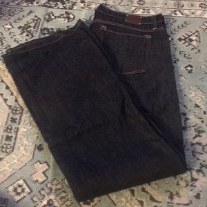 Rare white oak cone, dark denim, bootcut jeans